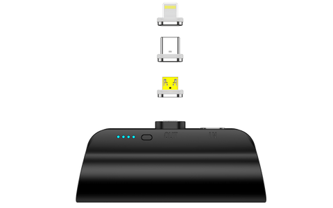 B660-Bk 3000Mah Mini Power Bank With 3 Magnetic Connectors (Black)