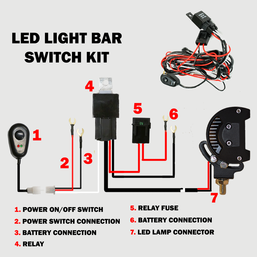 2Way Led Driving Light Wiring Loom Harness 12V 24V 40A Relay Switch
