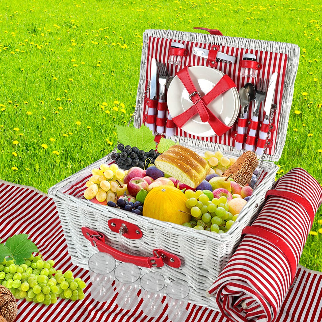 Outdoor Insulated Cooler Bag - Picnic Basket Set Baskets 4 Person Wicker