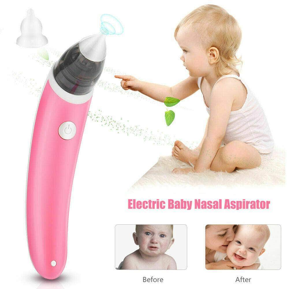 Baby Nasal Aspirator Electric Safe Hygienic Nose Cleaner Snot Sucker For Baby (Red)