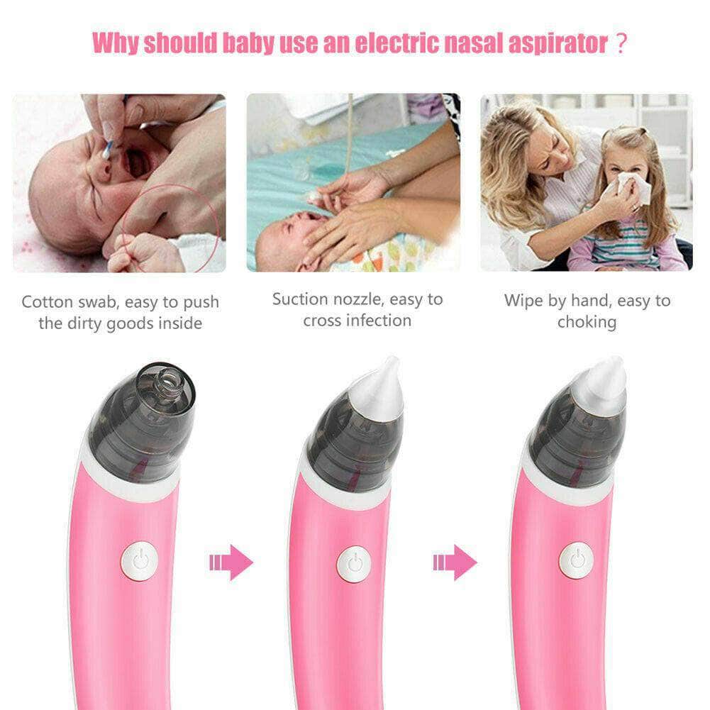Baby Nasal Aspirator Electric Safe Hygienic Nose Cleaner Snot Sucker For Baby (Red)