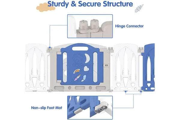 Baby Playpen 22 Panels Baby Play Pen Kids Safety Play Yard Home Blue