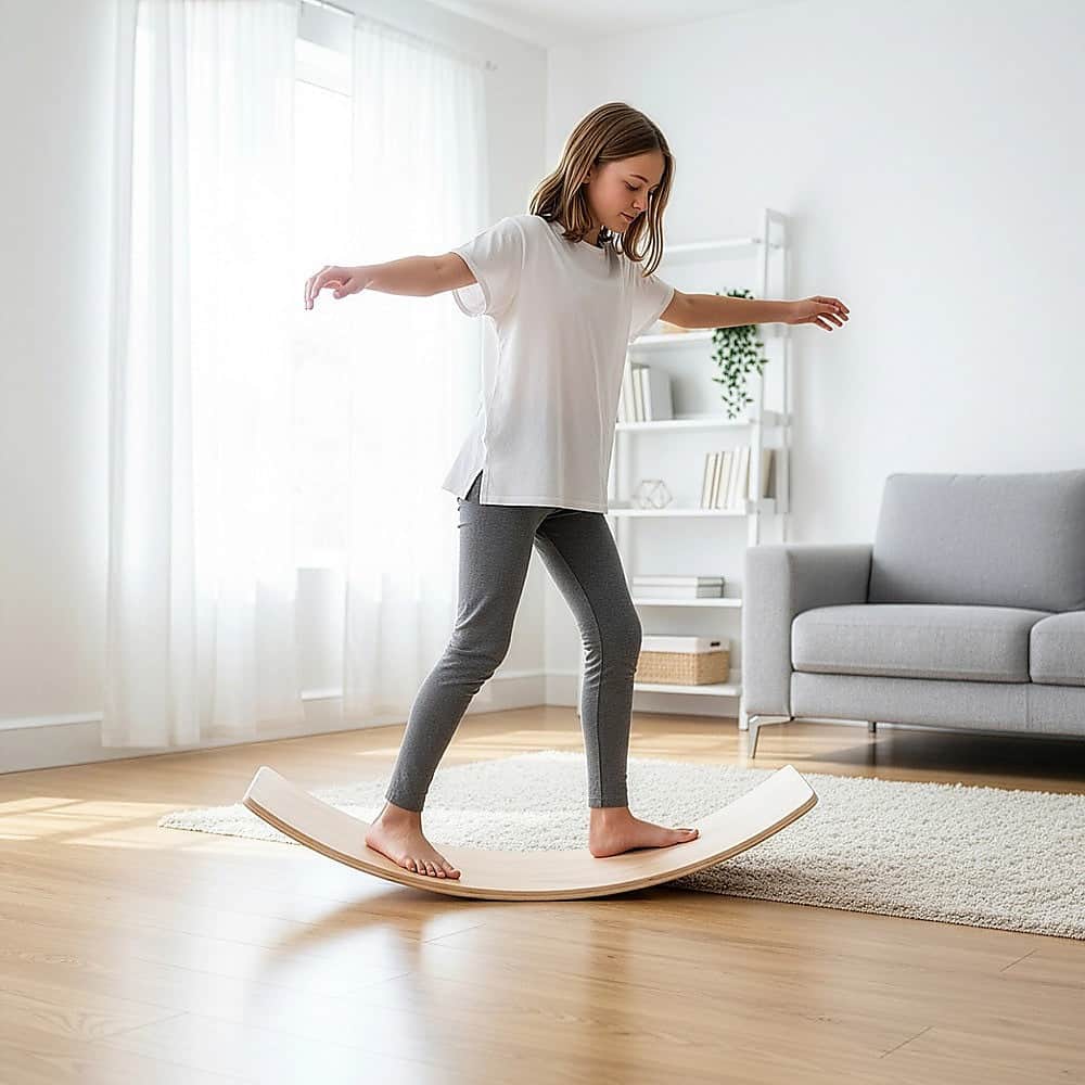 Balance Board Beam Seesaw Wooden Child Kids Adult Yoga