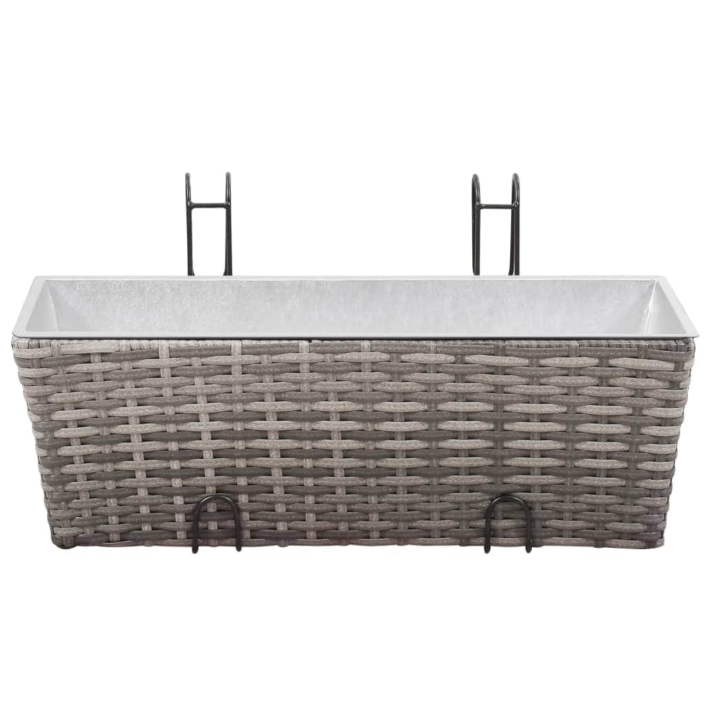 Balcony Planters 2 pcs 50 cm Grey Poly Rattan