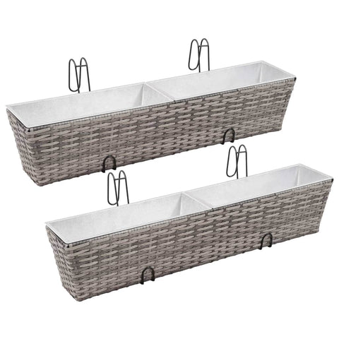 Balcony Planters 2 pcs 80 cm Grey Poly Rattan