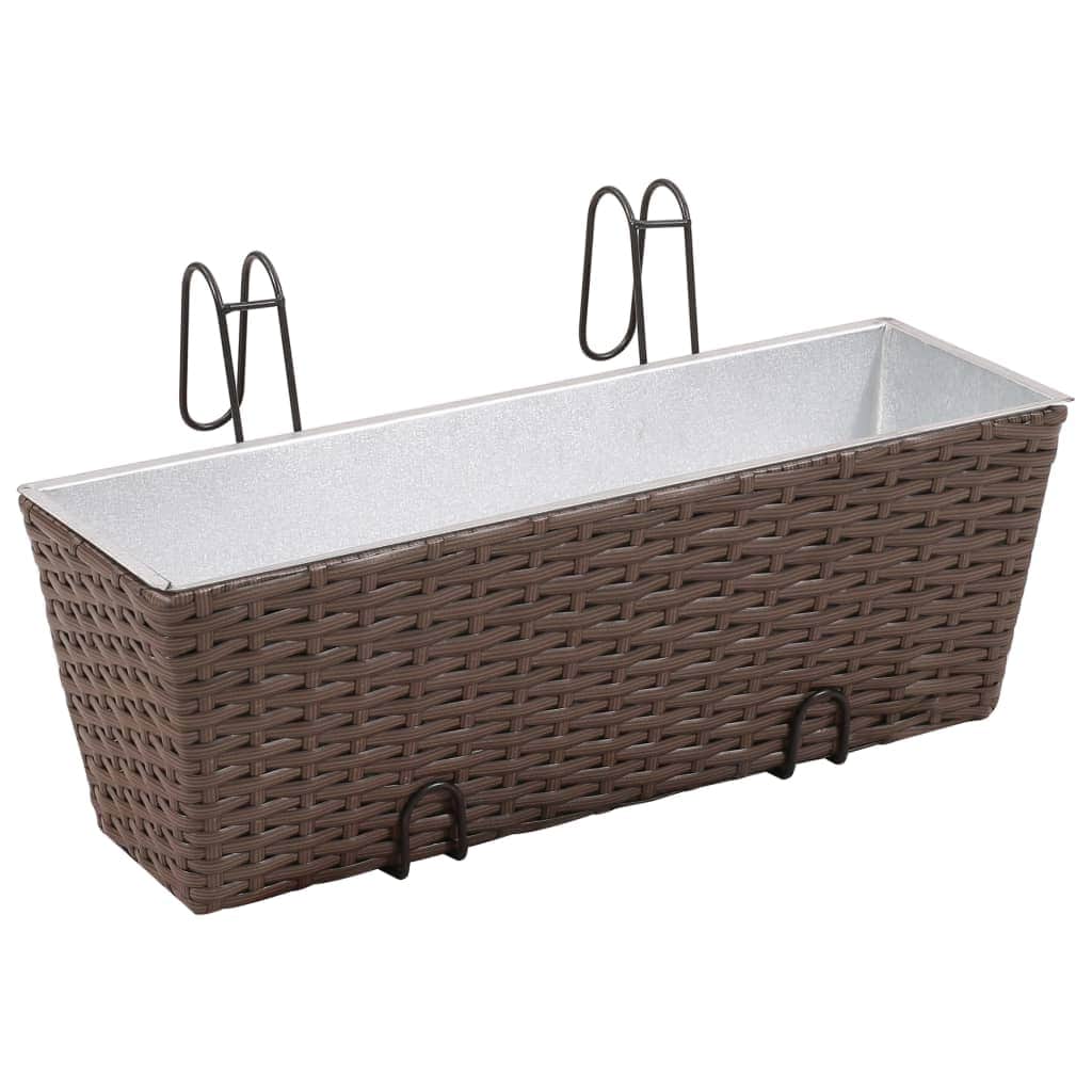 Balcony Trapezoid Rattan Planter Set 50 cm 2 pcs Brown - Simple deals