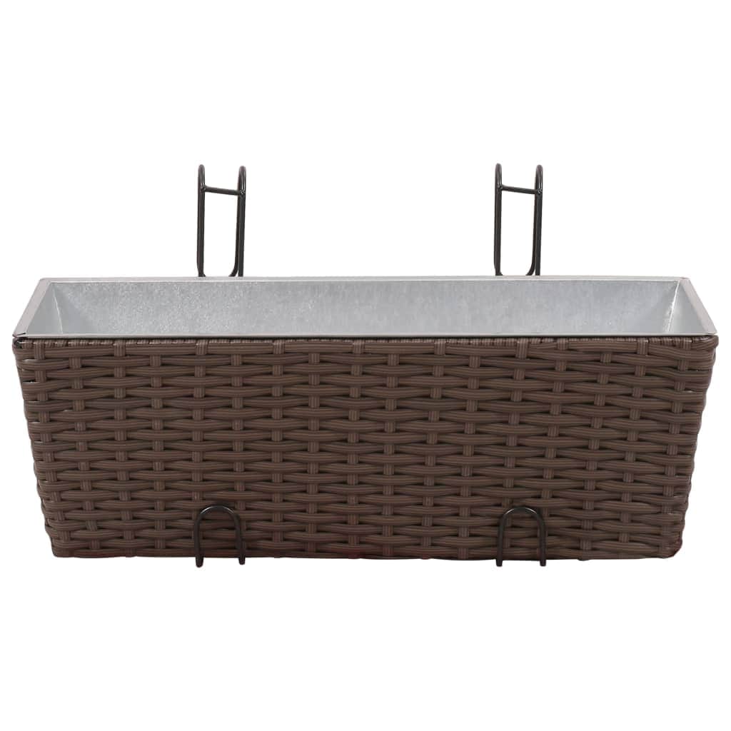Balcony Trapezoid Rattan Planter Set 50 cm 2 pcs Brown - Simple deals