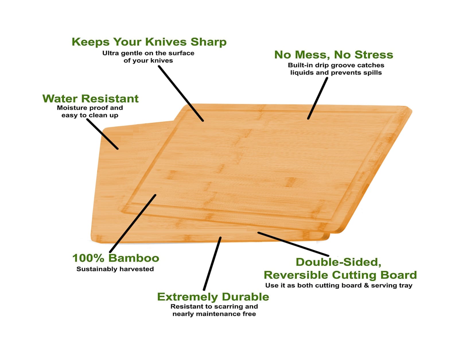 Bamboo finish - 3-Piece Bamboo Cutting Board Set With Juice Groove And Mobile Holder - photo 12