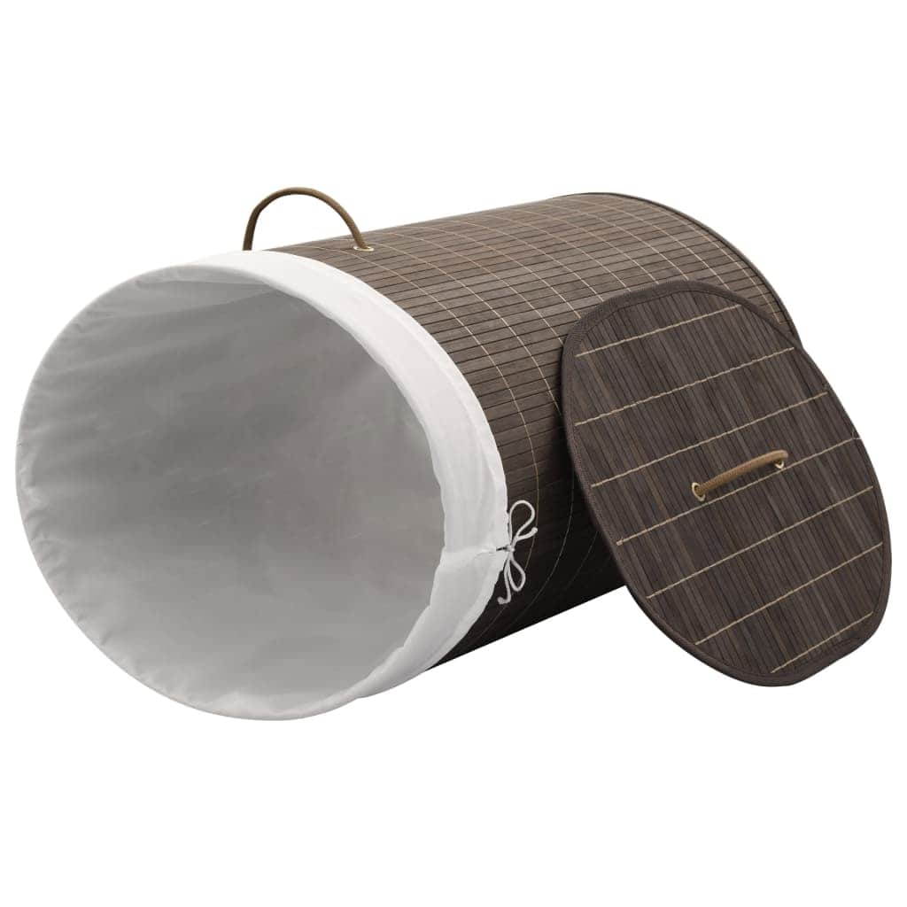 Bamboo Laundry Bin Oval Dark Brown