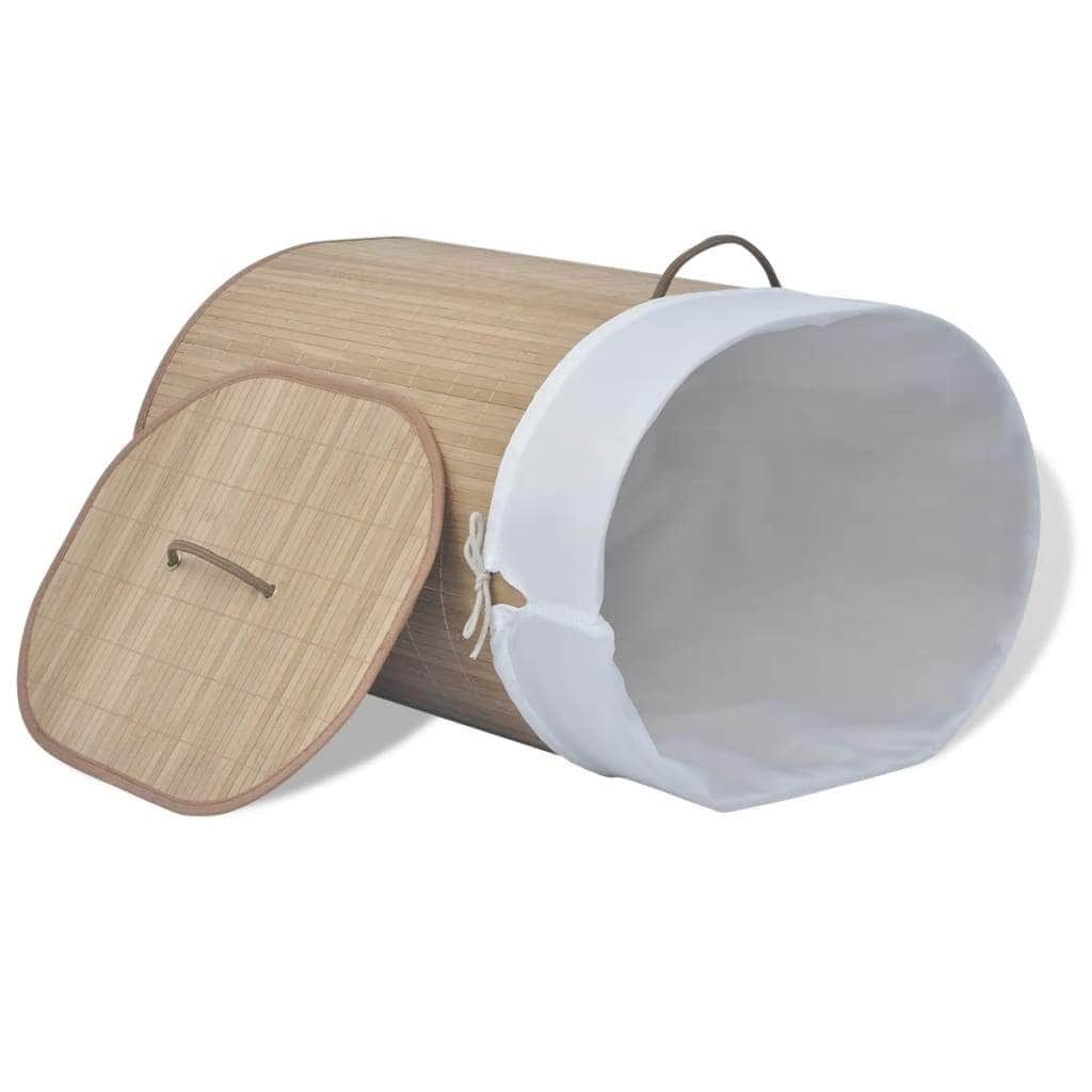 Bamboo Laundry Bin Oval Natural