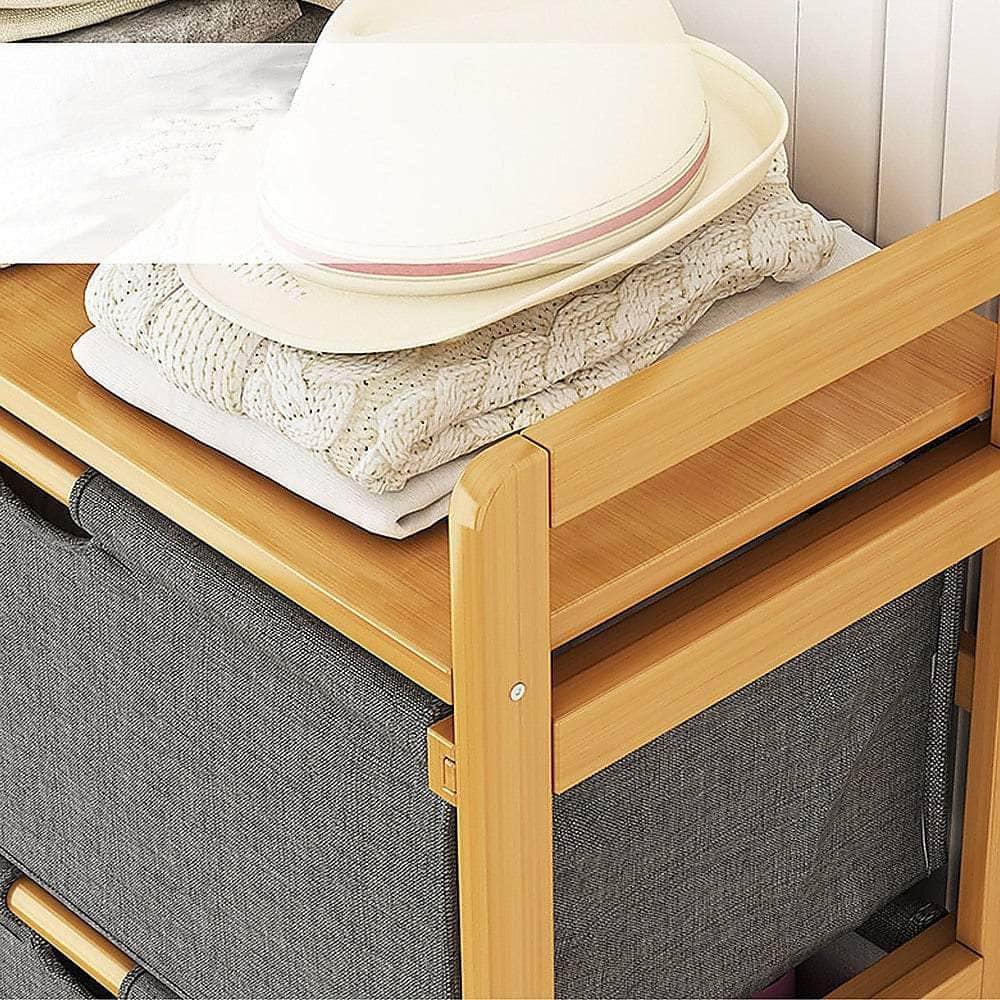 Bamboo Shelf With Storage Hamper Removable Bags