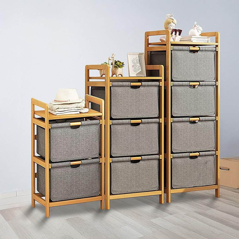 Bamboo Shelf With Storage Hamper Removable Bags