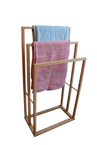 Bamboo Towel Bar Holder Rack 3-Tier Freestanding