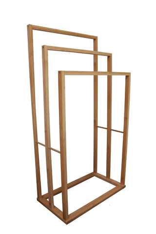 Bamboo Towel Bar Holder Rack 3 Tier Freestanding for Bathroom and Bedroom
