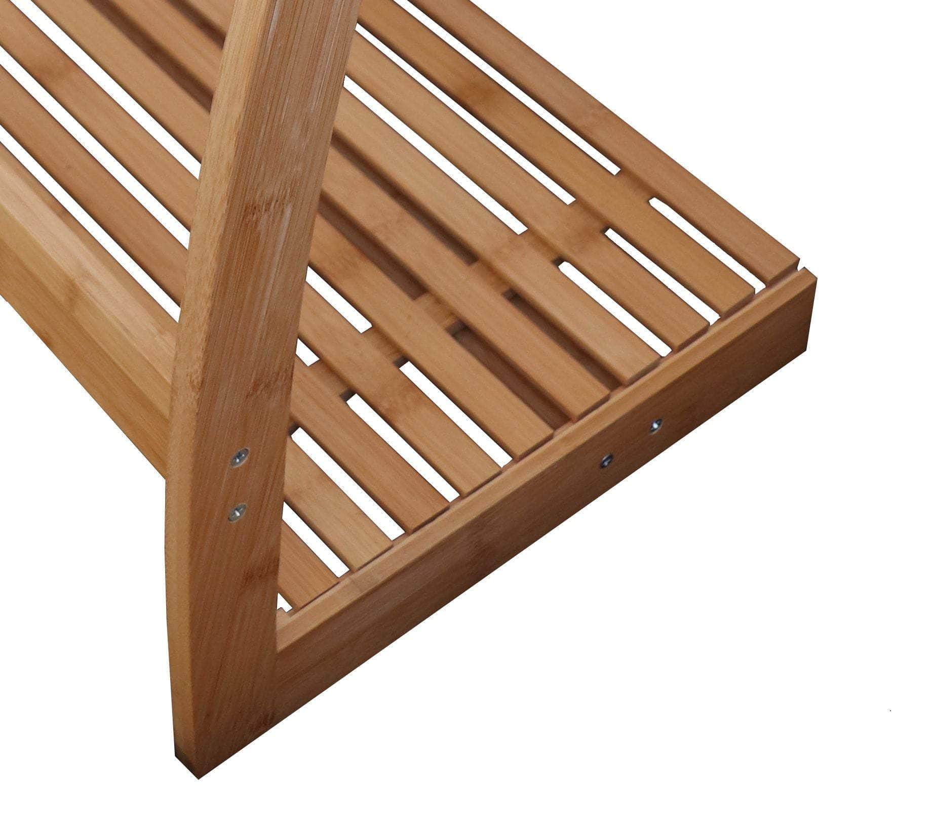 Bamboo Towel Bar Metal Holder Rack 3-Tier Freestanding And Bottom Shelf For Bathroom