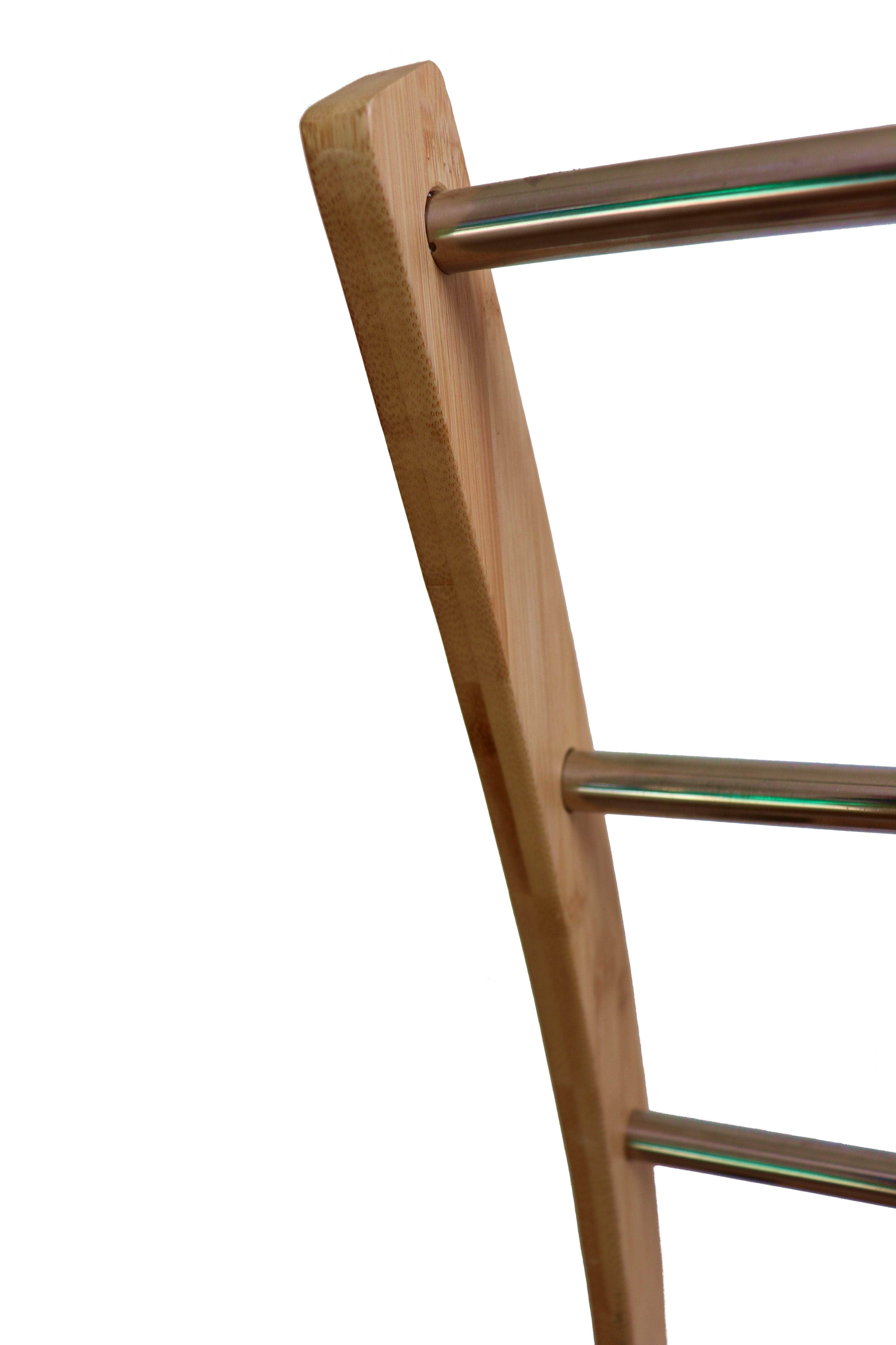 Bamboo Towel Bar Metal Holder Rack 3-Tier Freestanding And Bottom Shelf For Bathroom