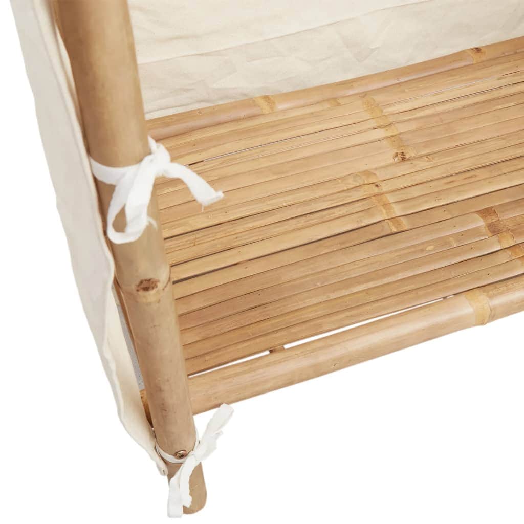 Bamboo Wardrobe Cabinet with Hanging Rail Shelf Freestanding Clothes Storage