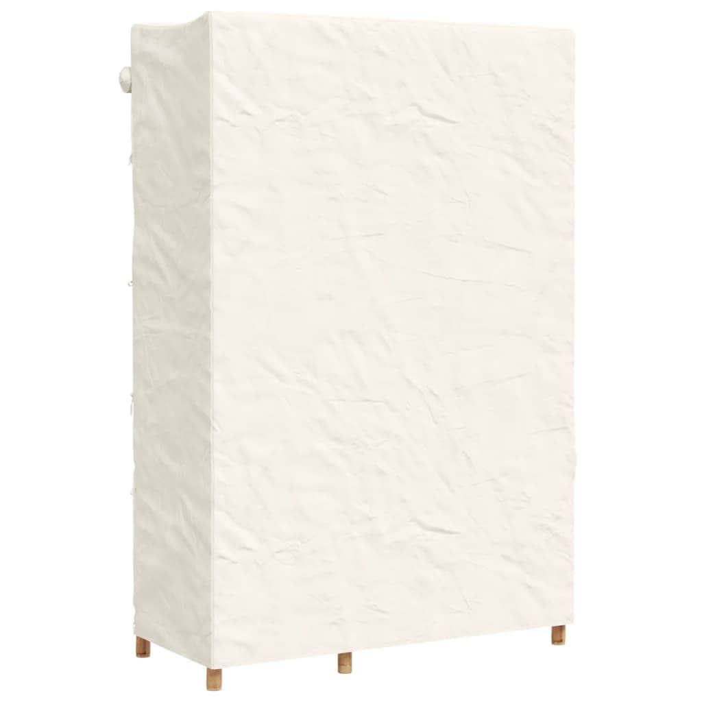 Bamboo Wardrobe Cabinet with Hanging Rail Shelf Freestanding Clothes Storage