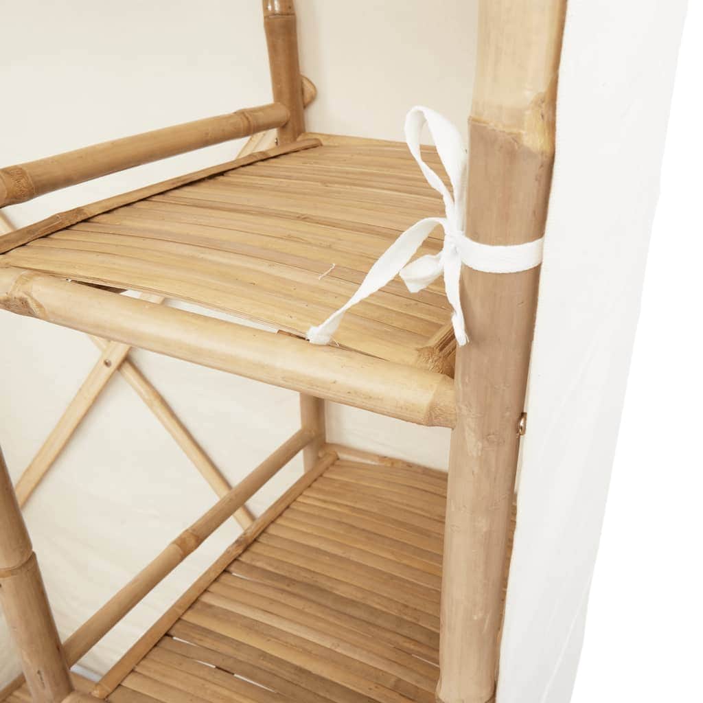 Bamboo Wardrobe Cabinet with Hanging Rail Shelf Freestanding Clothes Storage