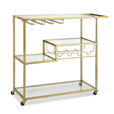 Bar Cart Drink Trolley Serving Cocktail Wine Rack Glass Holder 102Cm