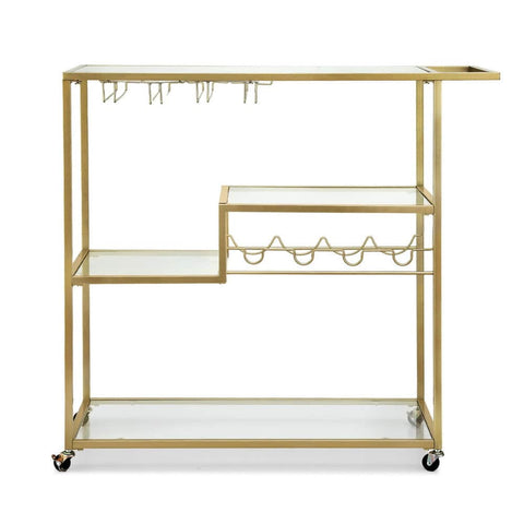 Bar Cart Drink Trolley Serving Cocktail Wine Rack Glass Holder 102Cm