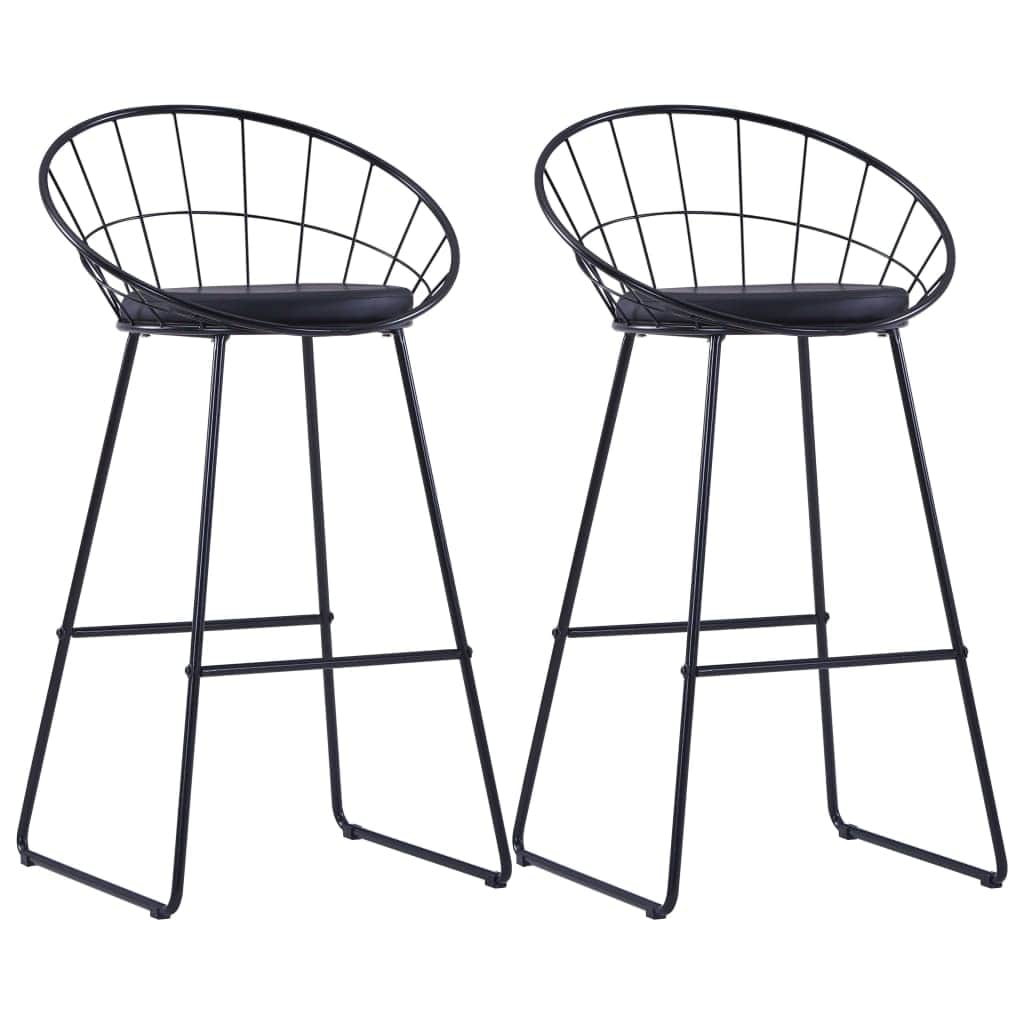 Bar Chairs 2 pcs Black Leather