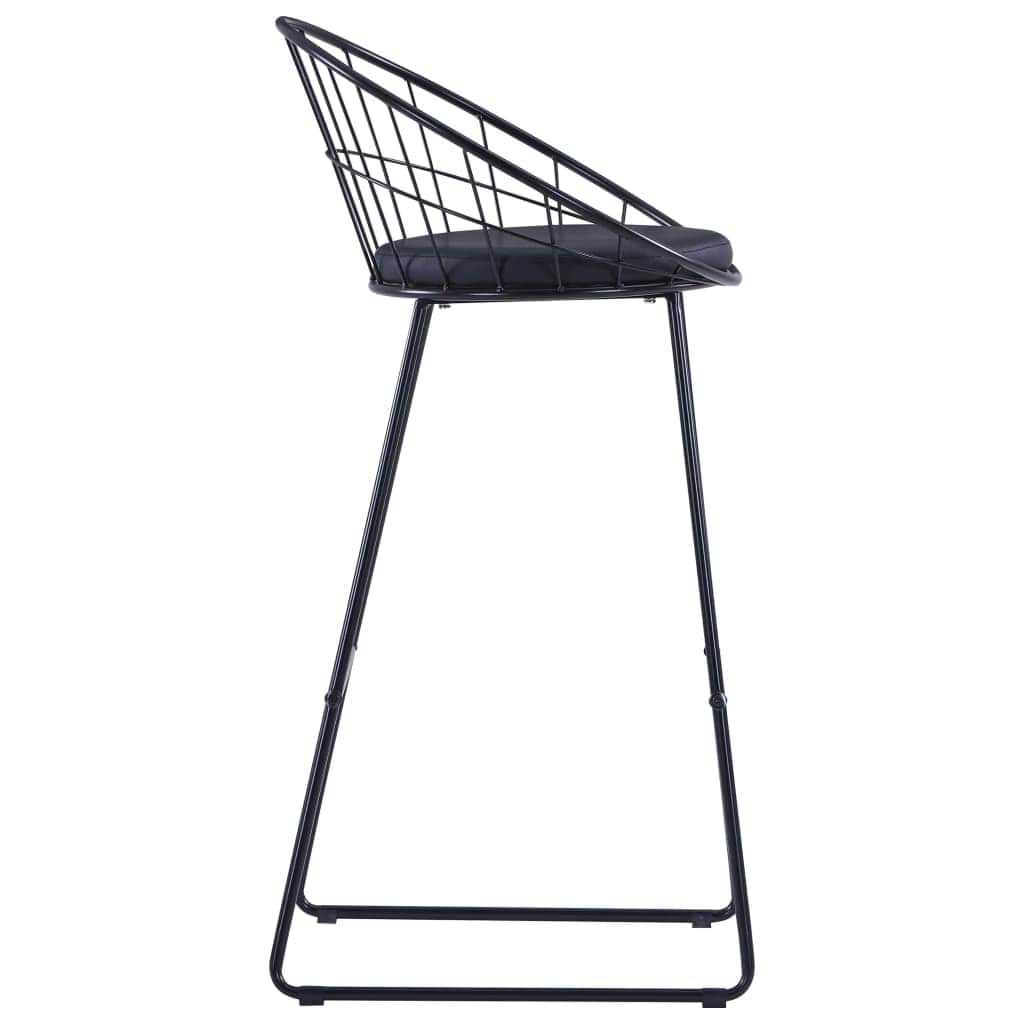 Bar Chairs 2 pcs Black Leather
