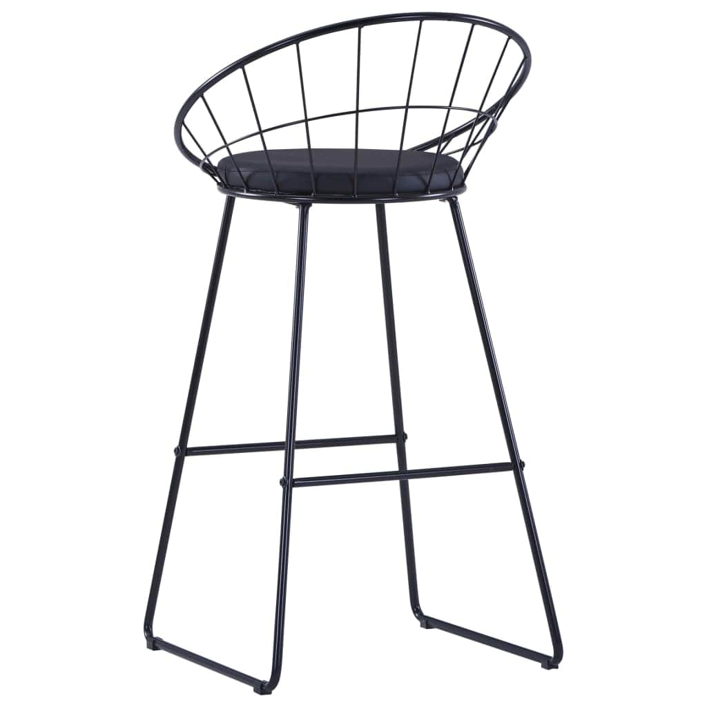 Bar Chairs 2 pcs Black Leather
