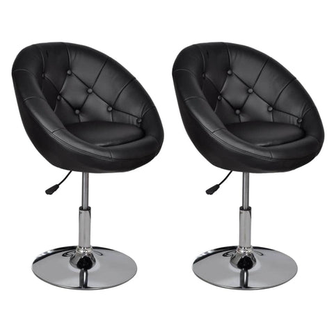 Bar Chairs 2 pcs Black Leather