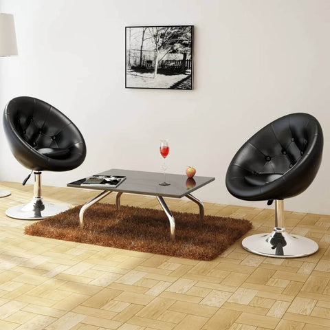 Bar Chairs 2 pcs Black Leather