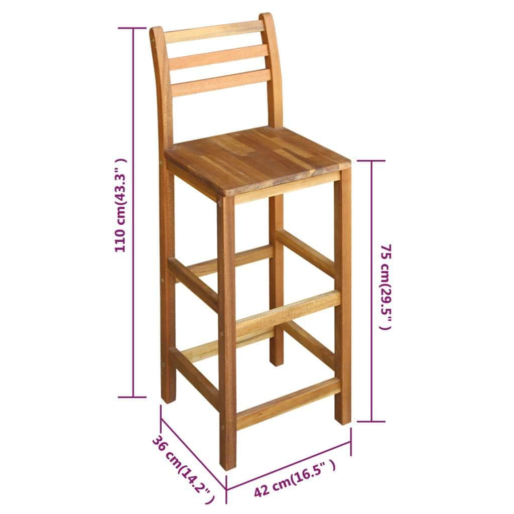 Bar Chairs 2 pcs Solid Acacia Wood - Simple deals