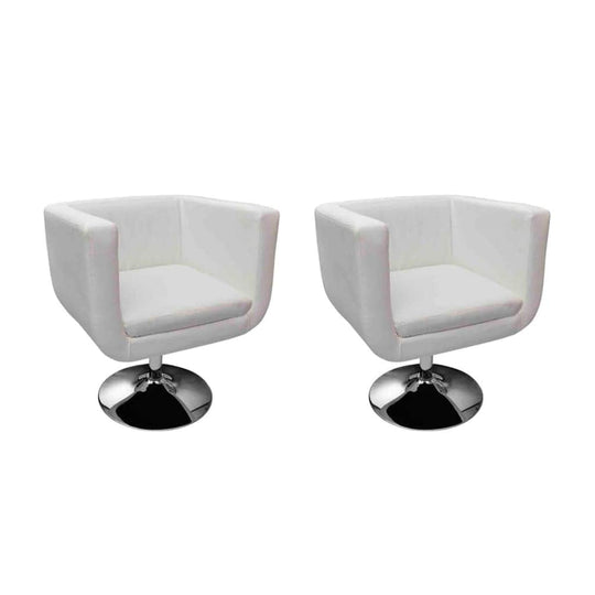 Bar Chairs 2 pcs White Leather