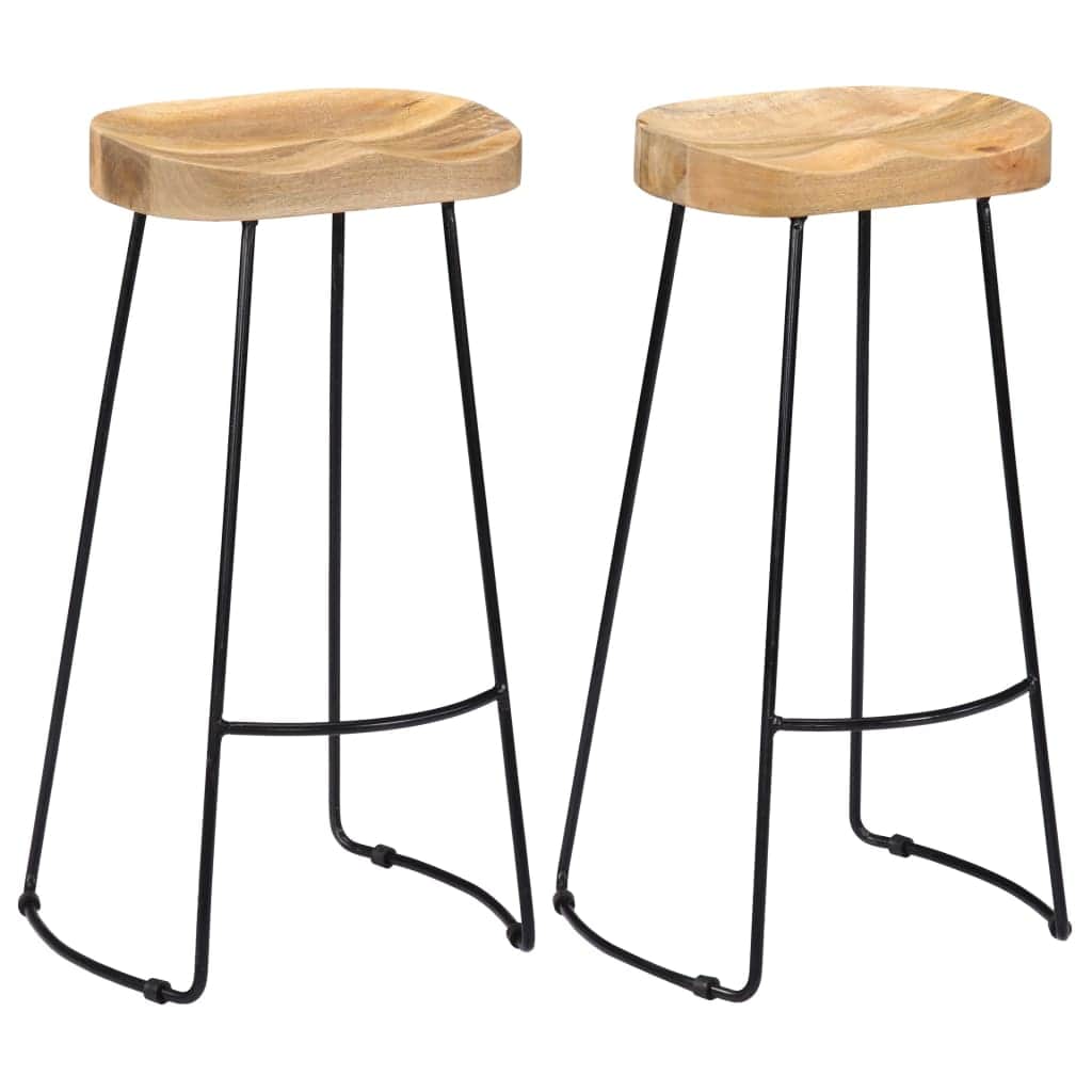 Bar Stools 2 Pcs Solid Wood Kitchen Counter Breakfast Seating