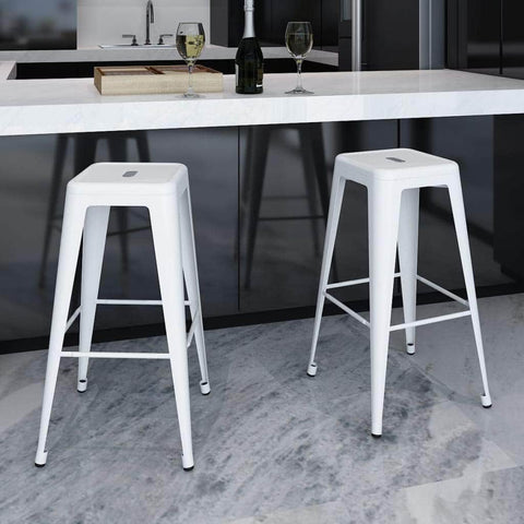 Bar Stools 2 pcs White Steel