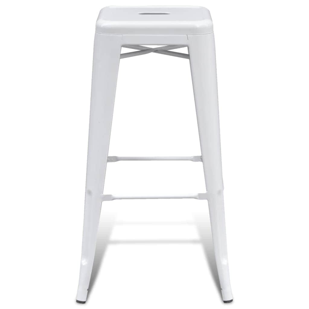 Bar Stools 2 pcs White Steel