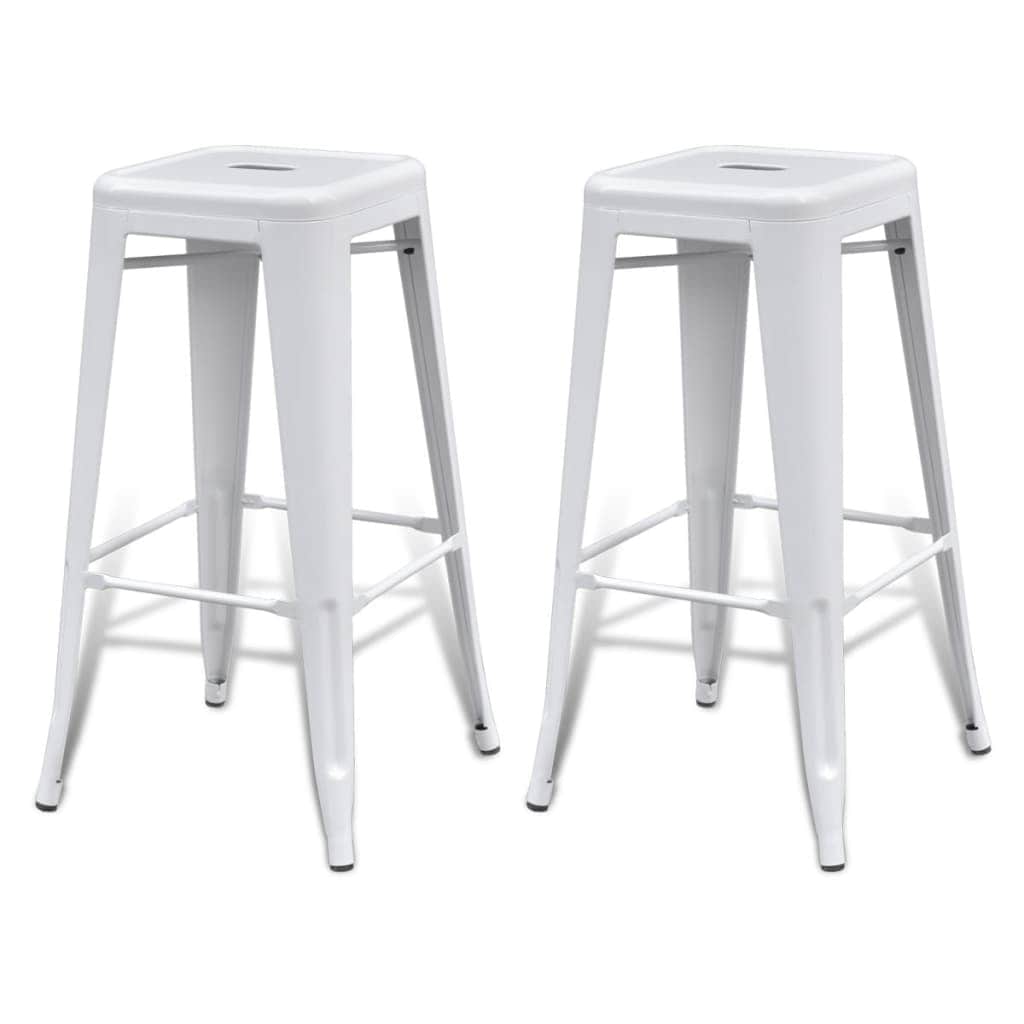 Bar Stools 2 pcs White Steel