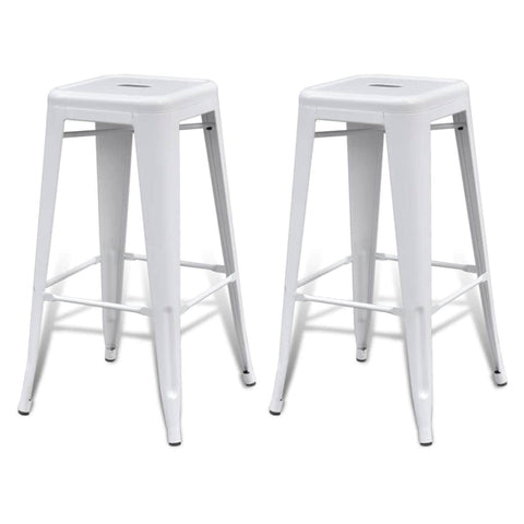 Bar Stools 2 pcs White Steel