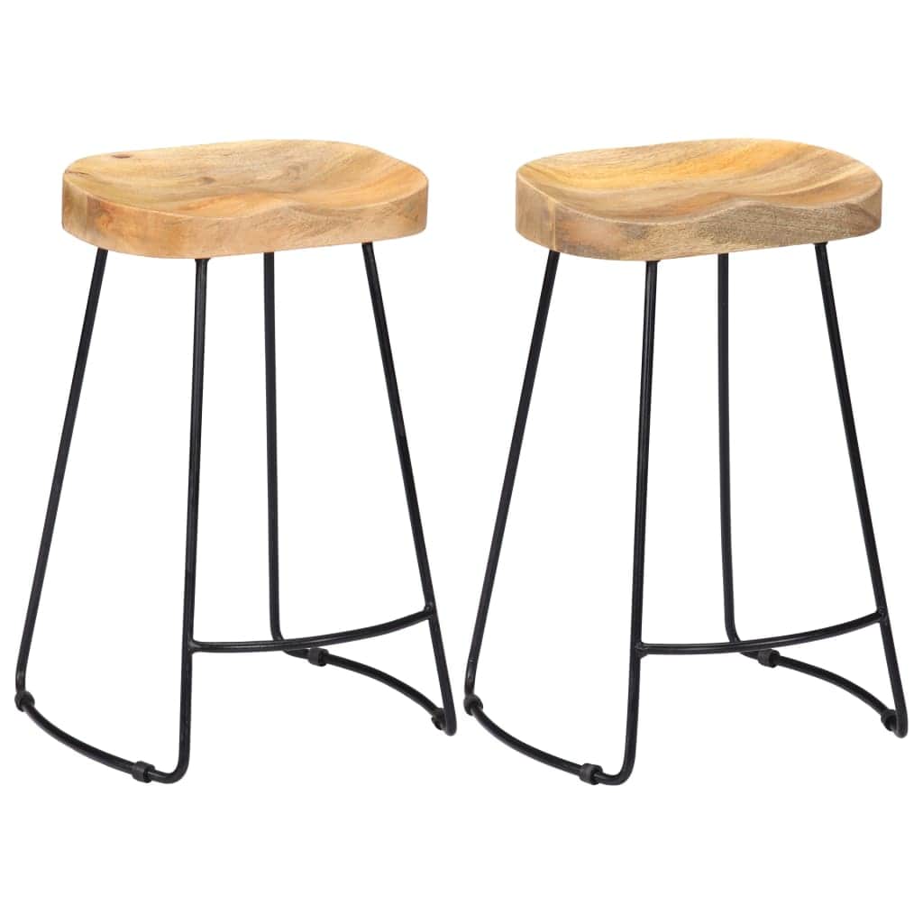 Bar Stools 2 Pcs Wood - Table & Bar Stools