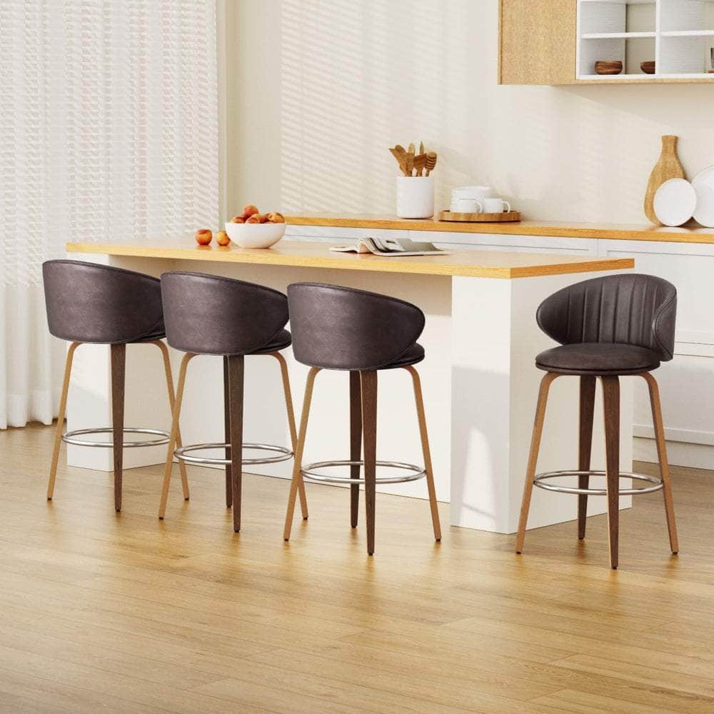 Bar Stools Dining Chairs Contoured Leather Wood Stool