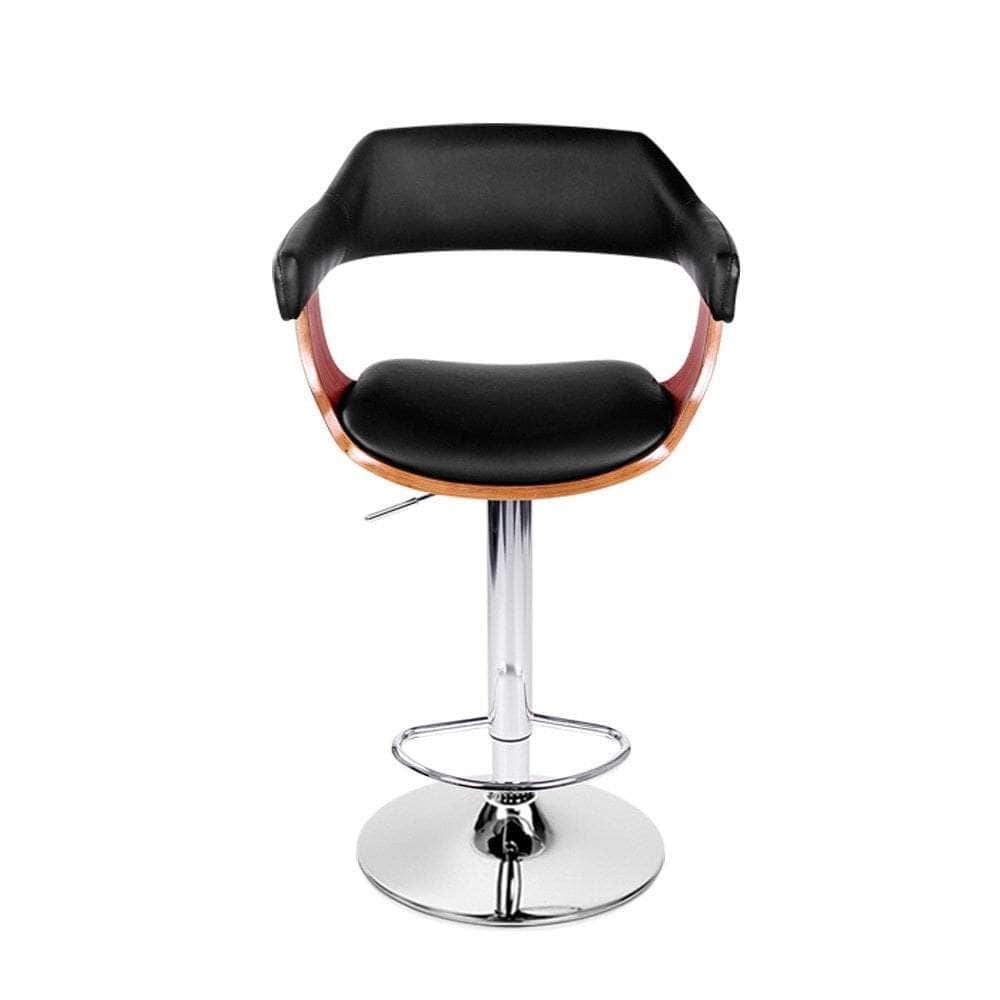 Bar Stools Gas Lift Leather w/Armrest Black