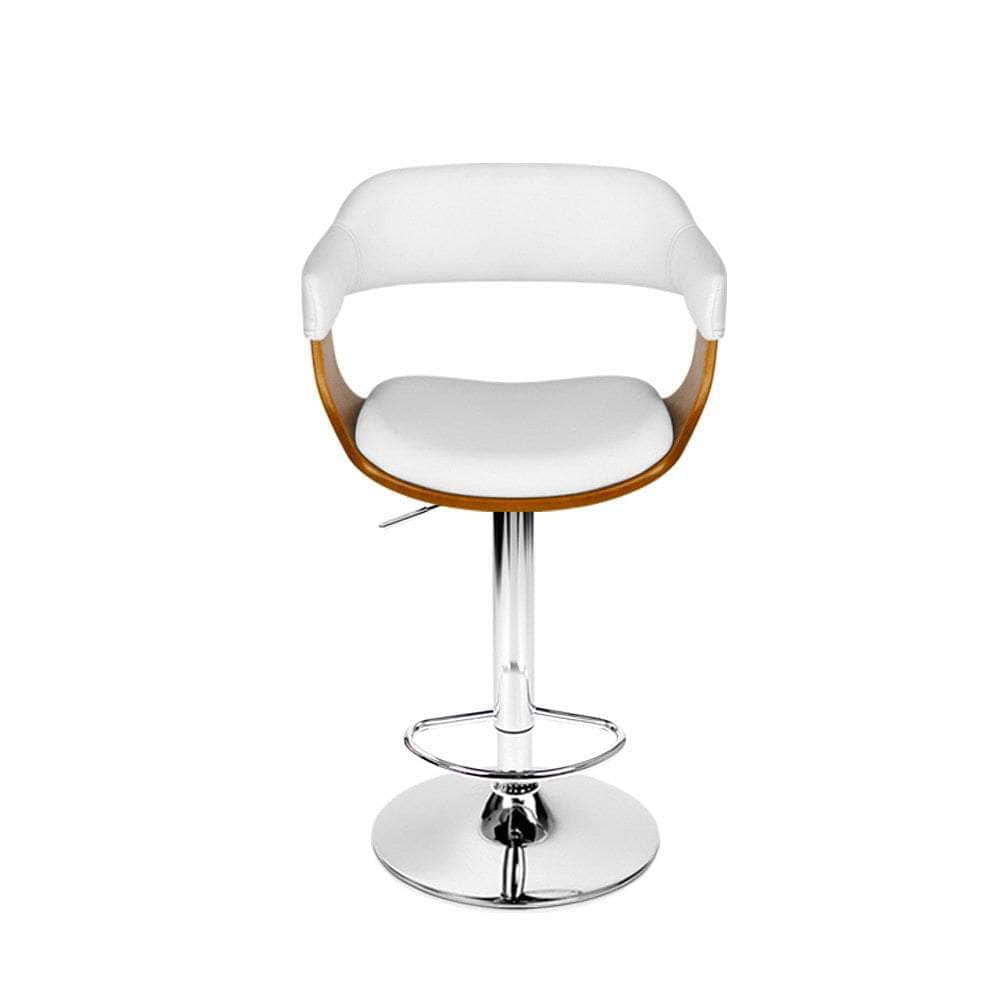 Bar Stools Gas Lift Leather w/Armrest White