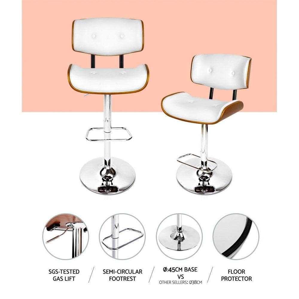 Bar Stools Gas Lift Leather White