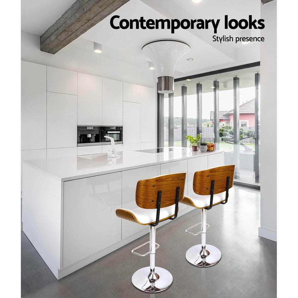 Bar Stools Gas Lift Leather White