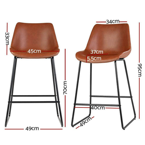 Bar Stools Kitchen Counter Barstools Leather Metal Chairs Brown