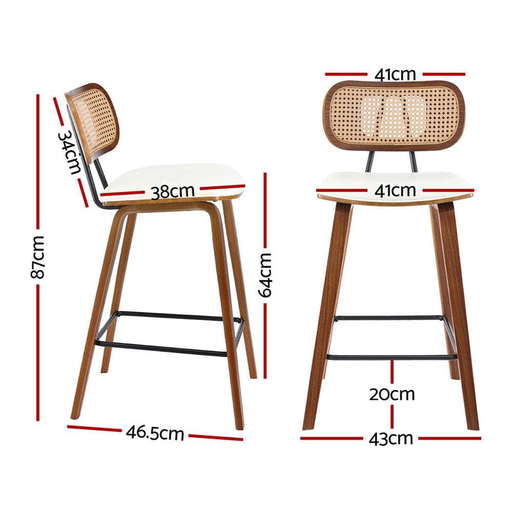 Bar Stools Kitchen Counter Rattan Chairs PU Leather Padding