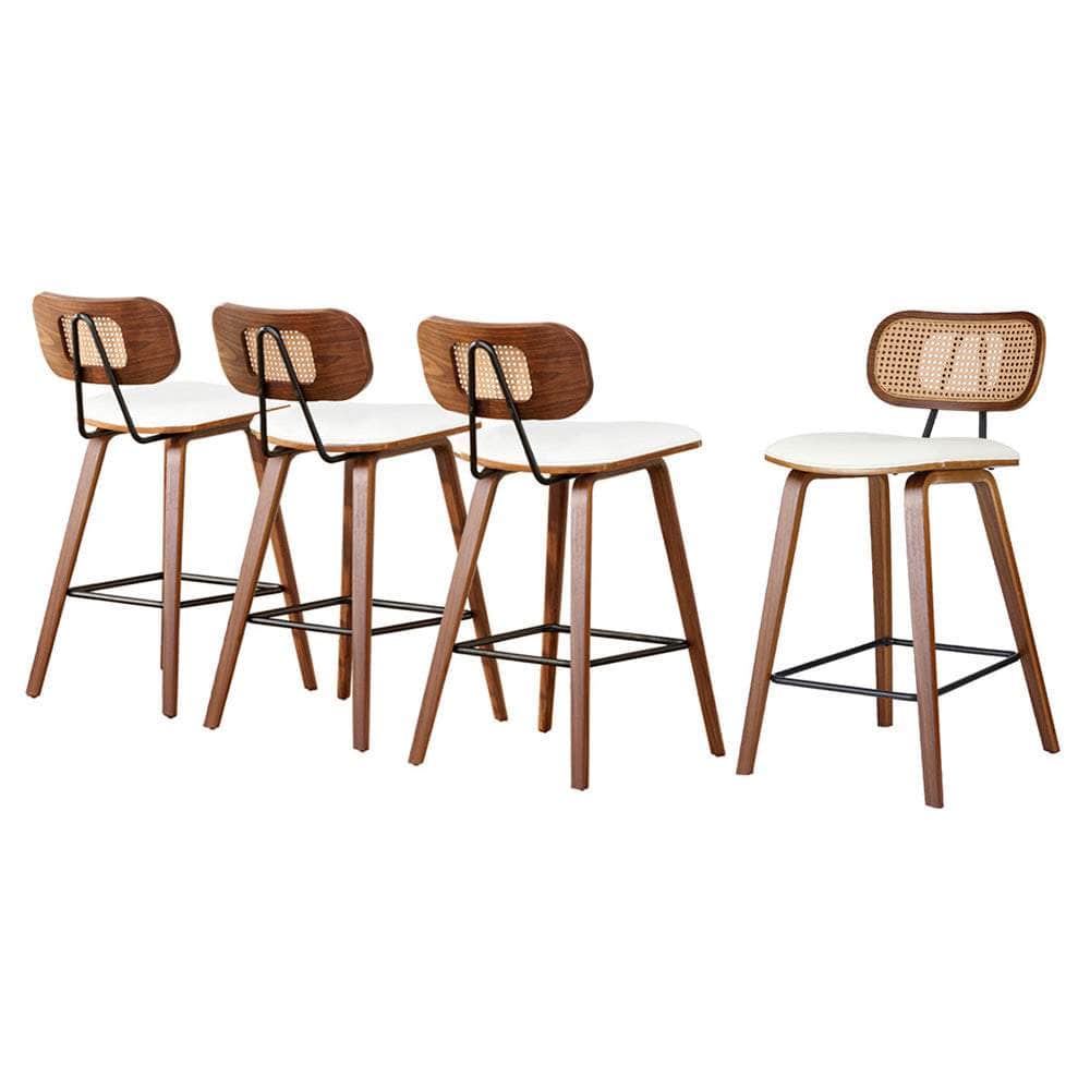 Bar Stools Kitchen Counter Rattan Chairs PU Leather Padding
