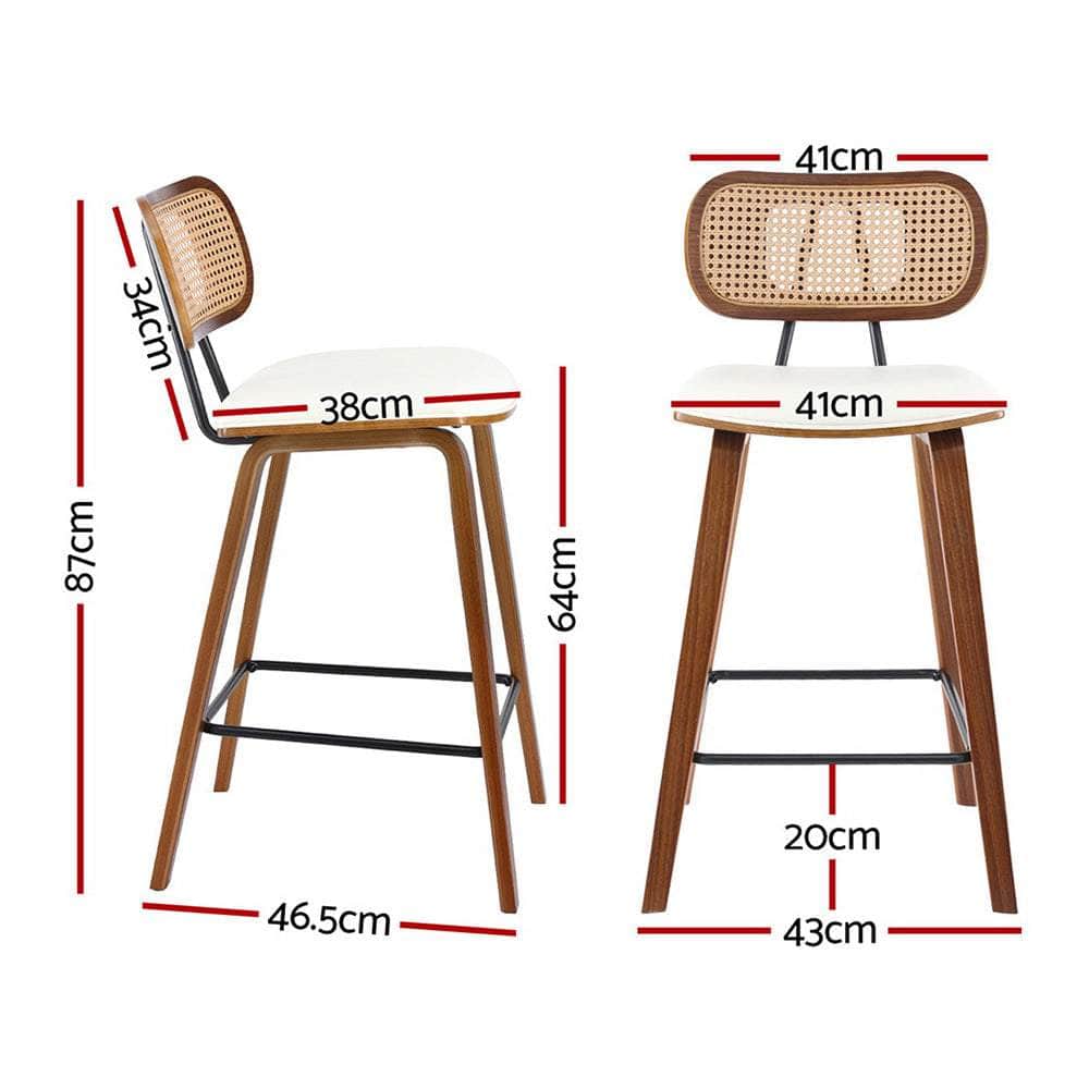 Bar Stools Kitchen Counter Rattan Chairs PU Leather Padding