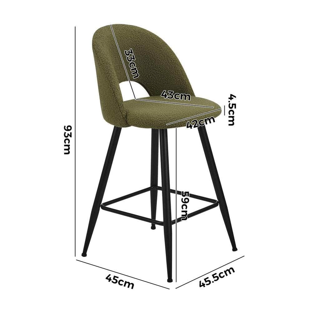 Bar Stools Kitchen Counter Stool Boucle Green/White