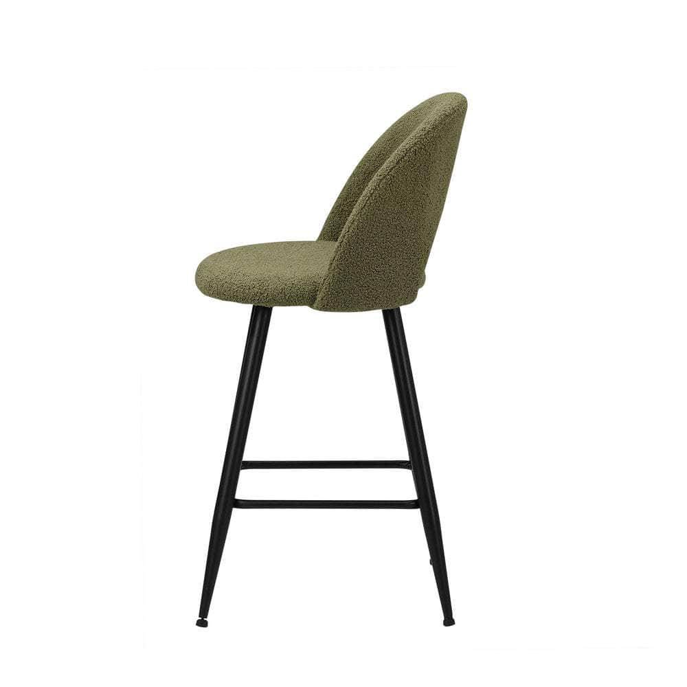 Bar Stools Kitchen Counter Stool Boucle Green/White