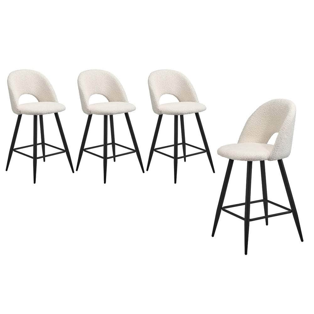 Bar Stools Kitchen Counter Stool Boucle Green/White